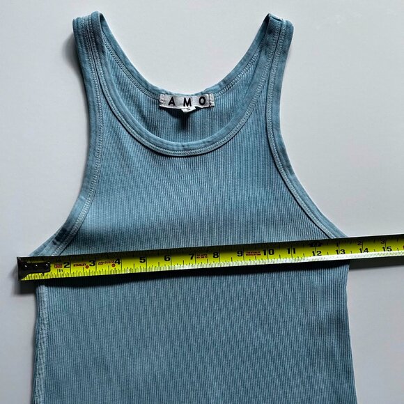 AMO Dress Size Medium M Denim Blue Ribbed Midi Tank - Picture 3 of 6